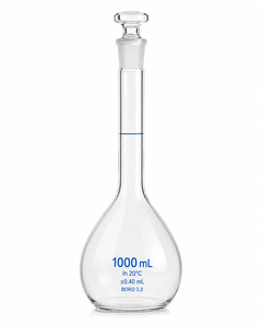 Frasco Volumétrico de 1000 ml, Clase A, Vidrio Borosilicato USP, Precisión con Tapón de Vidrio Intercambiable, Material de Vidrio para Laboratorio - Product Image 5