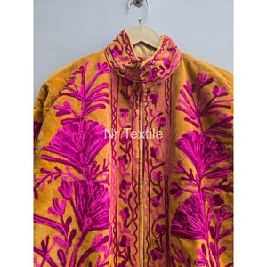 Chaqueta de punto floral de algodón para mujer, cuello mandarín, manga larga, otoño, longitud regular, alta calidad, punto abierto - Product Image 5