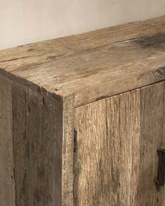 Rustic Solid Wood Living Room Cabinet with Slab Doors <b>Antique</b> Storage <b>Sideboard</b> Furniture for Home Decor - Product Image 4