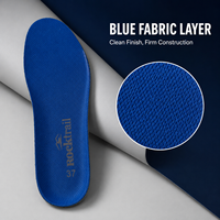 Semelles intérieures de sport confortables en maille bleue avec base en feutre gris, absorption des chocs efficace, semelle centrale pour chaussures