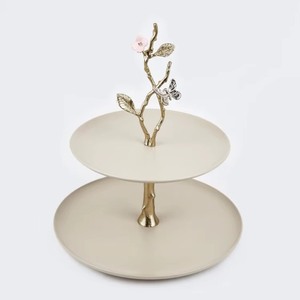 High End Quality Round Metal <b>Cake</b> <b>Stand</b> Handmade with Woven Base and Brushed Finish - Product Image 5