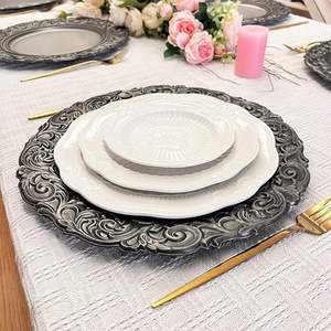 Plato Base Decorativo Plateado Martillado para Mesas de Banquete y Hotel - Product Image 6