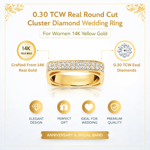 Anillo de Boda con Diamantes Redondos Reales de 0.30 TCW para Mujer, Oro Amarillo de 14K | Elegante Anillo de Aniversario para Novia, Regalo de Joyería Fina - Product Image 5