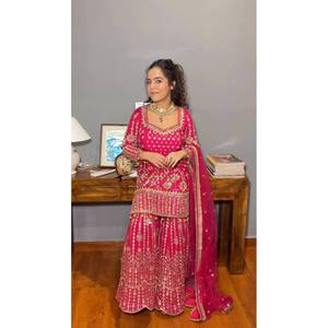 ชุดปาร์ตี้ชุดท็อปและล่างสุดสวยของผู้หญิงพร้อมชุด dupatta - Product Image 3