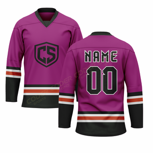 Maillot de hockey sur glace personnalisé, mode sportive urbaine, uniforme d'équipe personnalisé avec broderie en twill et impression par sublimation - Product Image 2