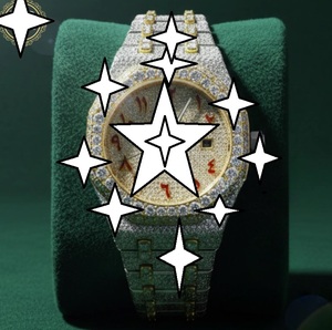 Montre de luxe à mouvement automatique en acier inoxydable avec cadran en cristal, style hip-hop glacé, en moissanite, édition limitée, pour unisexe - Product Image 4