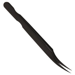 Pinzas de Precisión Semicurvas con Punta Puntiaguda, Acero Inoxidable Negro Mate, Herramienta Duradera para Extensión de Pestañas, Punta Suave - Product Image 2