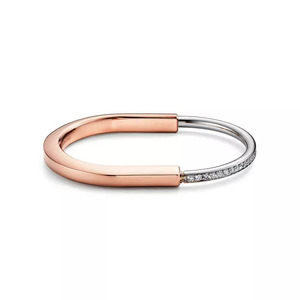 Two Tone Open Cuff Lab Grown Diamond <b>Bangle</b> <b>Bracelet</b> - Product Image 3