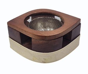 FAIZA CRAFT Brûleur d'encens carré en bois moderne et écologique avec dessus en maille métallique pour l'aromathérapie, la décoration intérieure et l'encens indien - Product Image 6