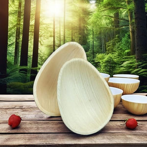 Bol de cerámica biodegradable ecológico japonés 6x4 CMS sin BPA desechable sostenible hoja de palma de areca hecha para fiesta - Product Image 6