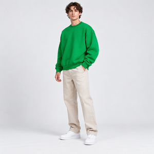 เสื้อสเวตเชิ้ตคอกลมสีเขียว ยูนิเซ็กส์ ทรงปกติ แขนยาว ปลายแขนแบบริบ ผ้าสีพื้น สไตล์ลำลอง เสื้อสำหรับฤดูใบไม้ร่วง - Product Image 3
