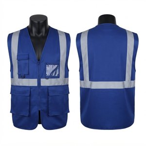 เสื้อกั๊กทำงานพรีเมียม ผ้าฝ้าย 120 GSM ได้รับมาตรฐาน CE สำหรับทุกเพศ สีน้ำเงินรอยัล สะท้อนแสงเพื่อความปลอดภัย  พร้อมโลโก้สั่งทำพิเศษ  กระเป๋าหลายช่อง ชุดทำงาน - Product Image 1