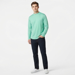 OEM ODM Fashion <b>Men's</b> Long Sleeve T-Shirt Blank Fleece Fabric Regular Fit Breathable Premium Quality 100% Cotton Wholesale - Product Image 5