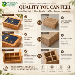 Boîte cadeau en bois de qualité supérieure pour gâteaux de lune avec compartiments personnalisés |   Emballage en bois écologique réutilisable - Product Image 3