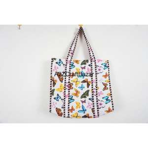 Bolso de Playa Grande de Algodón 100% Puro, Multicolor, a Rayas, Acolchado a Mano, para Mujer, de Rajasthan, el Más Vendido - Product Image 2