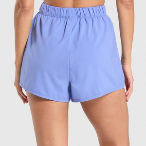 Shorts Deportivos de Cintura Alta para Mujer, Color Sólido, con Logotipo en la Pierna Derecha, 100% Algodón, Anti-Pilling - Product Image 4