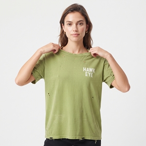Women's Vintage <b>Distressed</b> Printed T Shirt Ripped Hole Streetwear Casual Short Sleeve Regular Fit Fashion <b>Top</b> - Product Image 3