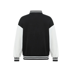Chaqueta Universitaria Unisex Negra y Blanca con Letra S Bordada, Estilo Preppy, Corte Regular, para Otoño - Product Image 2