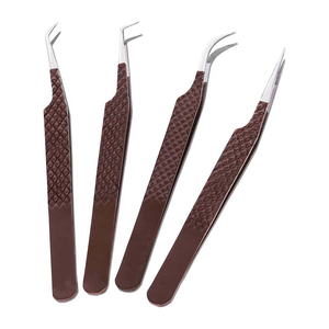 Ensemble de pinces à cils professionnelles de précision en acier inoxydable anti-magnétique de 10 mm, pointe lisse, application de cils volumineux - Product Image 1