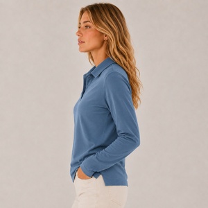 Camiseta Polo de Algodón para Mujer, Manga Larga, Logotipo Personalizado, Fabricante de Ropa de Marca Privada OEM ODM, Venta al Por Mayor 2026 - Product Image 3