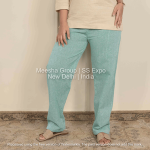 Women Cotton Blend Lounge Pajama Straight Fit Pants <b>Elastic</b> Waist Comfortable Casual Office Wear Trousers - Product Image 5