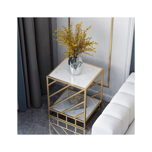 Table d'appoint moderne en métal, design élégant et nouveau, table d'appoint personnalisée avec plateau en verre, décoration pour chambre à coucher, maison, hôtel - Product Image 3