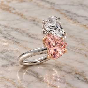 Bague de fiançailles en argent 925 avec diamant rose et blanc fantaisie de 1,00 carat taille cœur, certifiée IGI, cultivé en laboratoire, pour elle - Product Image 2