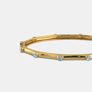 Minimal Station Diamond Bezel Gold <b>Bangle</b> <b>Bracelet</b> - Product Image 2