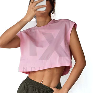 Women's Summer Workout <b>Crop</b> <b>Top</b> Breathable Front Logo Spandex/Polyester Lightweight Fashionable New Design - Product Image 6