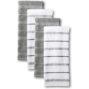 Set di 4 Asciugamani da Cucina Grigio/Bianco 40x65cm - Per la Tua Cucina Domestica! - Product Image 1