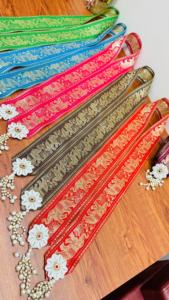 Exquisito Cinturón de Tela Jacquard con Motivo de Elefante Hecho a Mano, Borlas de Perlas y Detalles Florales, Accesorio Tradicional Étnico para la Cintura - Product Image 2