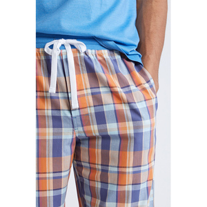 Vente en gros de pyjamas pour hommes de luxe, doux, 100% coton, à manches longues, avec passepoil, respirants, ensembles de vêtements de détente confortables - Product Image 2