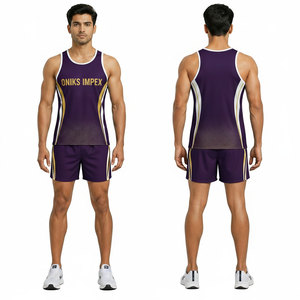 Tenue d'athlétisme légère 2 pièces sans manches personnalisée pour hommes, uniforme d'équipe de course et de terrain OEM ODM - Product Image 3