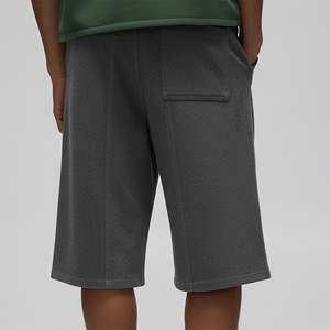 Heavy Cotton Canvas Fabric Solid Color Sweat Wear Hip Hop Casual Elastic High Quality Polyester/Cotton Men's Jogging Shorts - Product Image 3