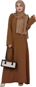 Women Modest <b>Abaya</b> Long Sleeve Hooded Floor Length Solid Color Lightweight Loose Fit Daily Wear Middle East Style - Product Image 3