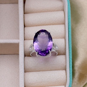 Bague en argent sterling 925 avec améthyste naturelle pour femme, bague solitaire ovale en pierre précieuse, bijoux fins faits à la main, cadeau - Product Image 4