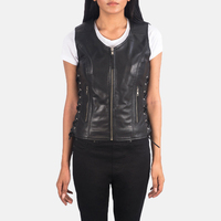 Gilet en cuir ajusté pour femme, en véritable peau de mouton, sans manches, pour un usage quotidien décontracté et tendance 2026