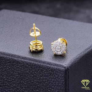 Pendientes de Plata de Ley 925 con Moissanita y Diamantes, Diseño de Racimo, Joyería de Lujo para Compradores Mayoristas - Product Image 2