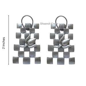 ต่างหูสวยงาม ลายบล็อก ต่างหูดีไซน์เนอร์ เครื่องประดับทองเหลืองชุบเงิน สำหรับผู้หญิง สำหรับงานแต่งงาน งานปาร์ตี้ - Product Image 4