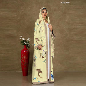 Floral Chiffon Floor Length Shrug Open Front with Dupatta Lightweight Party Wear Modest Style Outer Layer <b>for</b> Women - Product Image 1