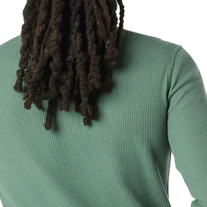 Fournisseur en gros, commande en gros, personnalisation de la marque disponible, t-shirt Henley pour homme, vente chaude, t-shirt Henley en tricot gaufré pour homme - Product Image 5