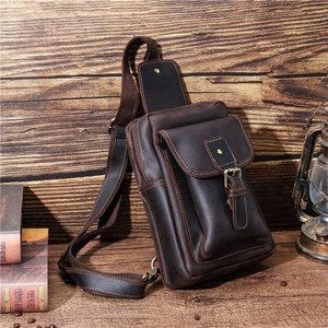 กระเป๋าสะพายหลังหนังแท้คุณภาพสูงสำหรับผู้ชายสไตล์วินเทจกระเป๋าสะพายไหล่กลางแจ้งแบบพกพากันน้ำป้องกันการโจรกรรมขนาดใหญ่ - Product Image 2