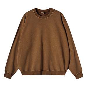 Sweat-shirts basiques pour hommes, 100% coton, 380 GSM, délavés à l'acide, style vintage, col rond, personnalisables, tendance, vente en gros, fabricant 2026 - Product Image 4