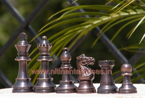 International Design II High Quality Metal Brass Chess Pieces Square-SD Vinyl Chess Board Game Set with Backgammon & Go Children - Product Image 2