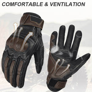 Gants de moto en cuir antidérapants pour course, protection en fibre de carbone, écran tactile étanche, personnalisables en gros - Product Image 4