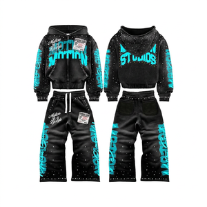 Premium Mens <b>Full</b> <b>Zip</b> <b>Hoodie</b> Set with Embroidered Details Relaxed Sweatpants and Heavyweight Fabric - Product Image 6