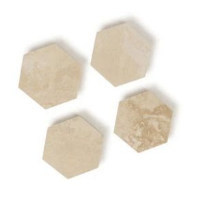 Posavasos redondo de travertino natural con base de corcho antideslizante para vasos y copas de bebidas frías y calientes - Product Image 5