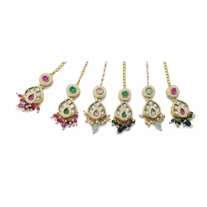 Classic Gold Plated Maangtikka with <b>Crystal</b> Stone and Pearls Engagement Gift Fashion Jewelry <b>Set</b> - Product Image 2