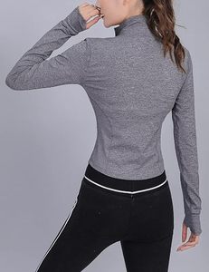 Camiseta de Yoga para Mujer INDEX, Azul, Media Cremallera, Manga Larga, Ajuste Ceñido, Transpirable, Spandex/Poliéster, Ropa Deportiva, Diseño Sin Costuras, Color Sólido - Product Image 4