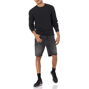 Shorts en jean unisexe décontractés pour l'automne, coupe droite, avec boutons, effet délavé et déchiré, poches, séchage rapide, écologiques, pour le jogging - Product Image 2